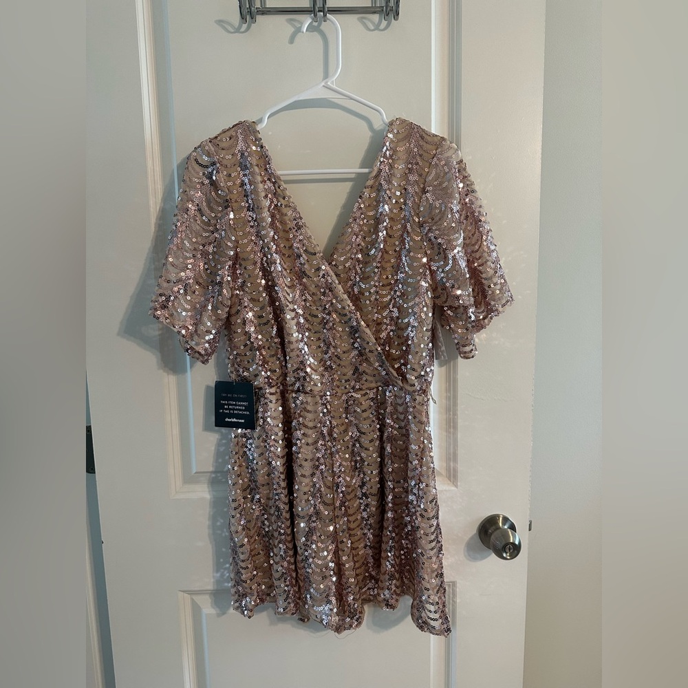 Short Sleeve Sequin Romper